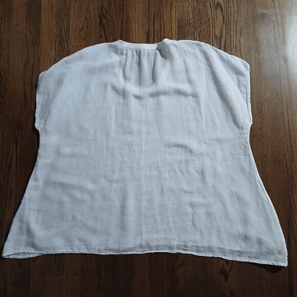 Flax XL 1X 2X Lagenlook Oversized Linen/Cotton Gauze Top Tunic Cap Sleeves - Picture 6 of 10